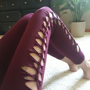 Slitweave braided leggings cut out leggings